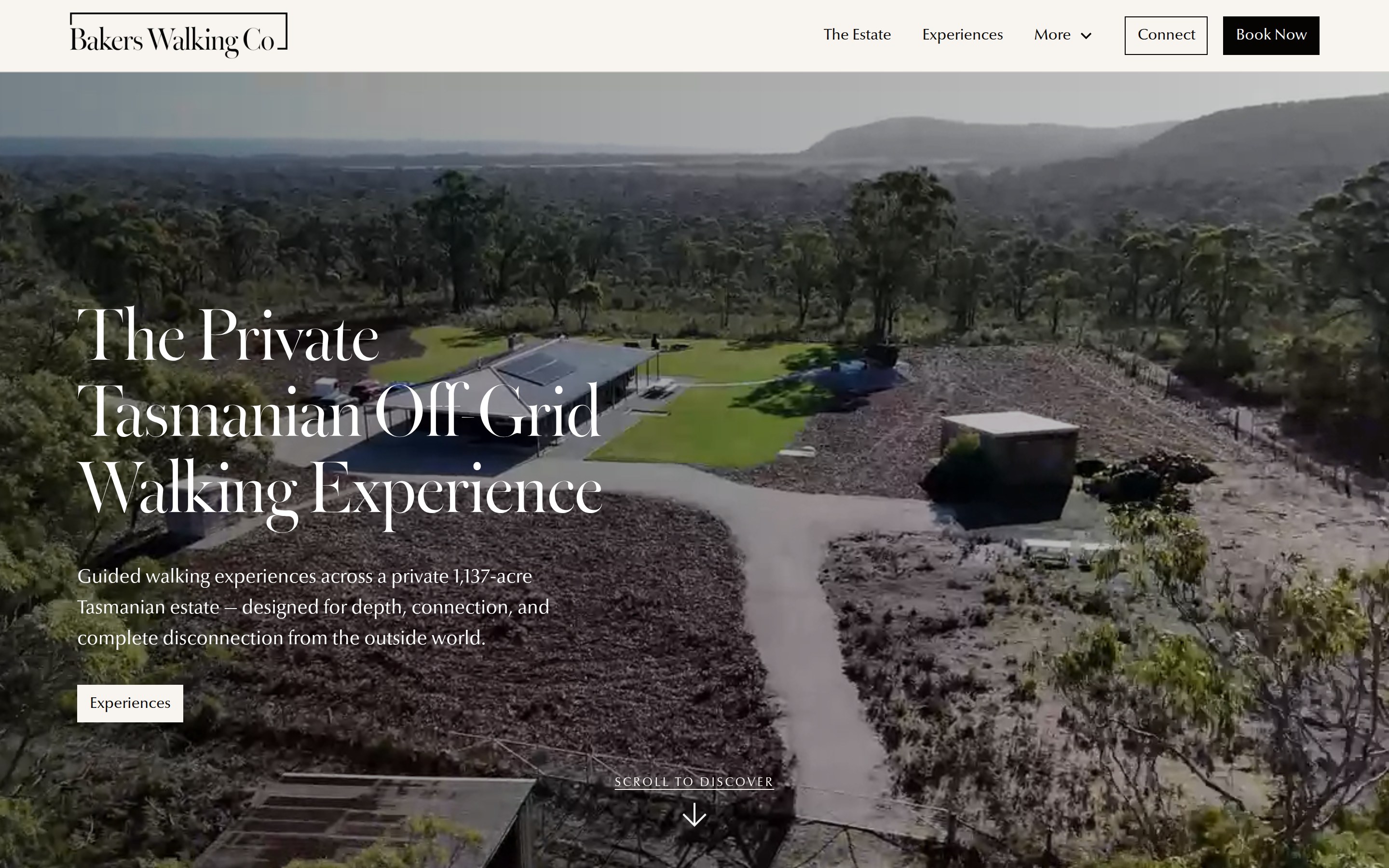 The Bakers Walking Co website on a laptop, showing the private Tasmanian walking experience homepage